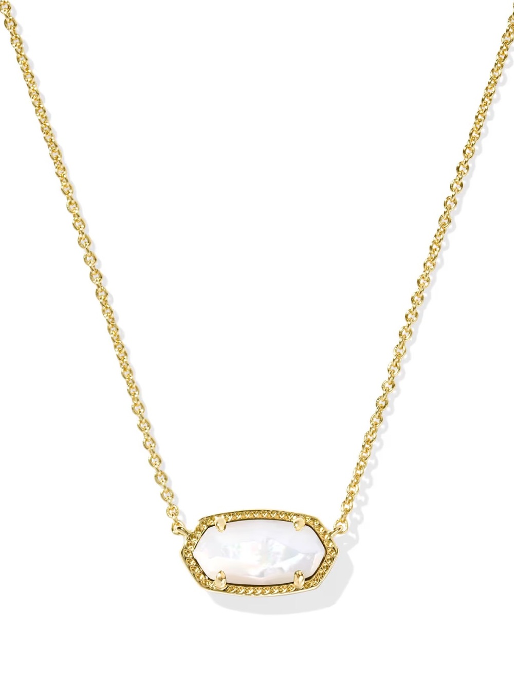 NWT Elisa Gold Pendant Necklace in Ivory Mother-of-Pearl